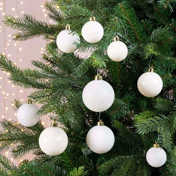 Набор новогодних шаров "Микс с блестками" белые 022919