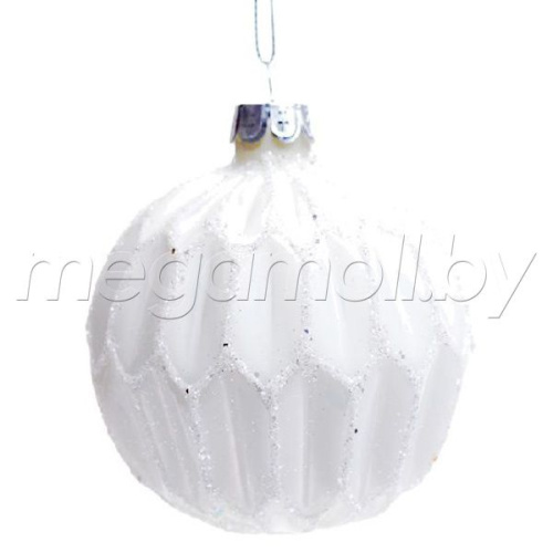 Новогодний шар "Перси" белый 8 см 6854-3 купить в Минске