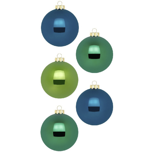 Набор новогодних шаров 6 см зеленый, синий (20 шт)