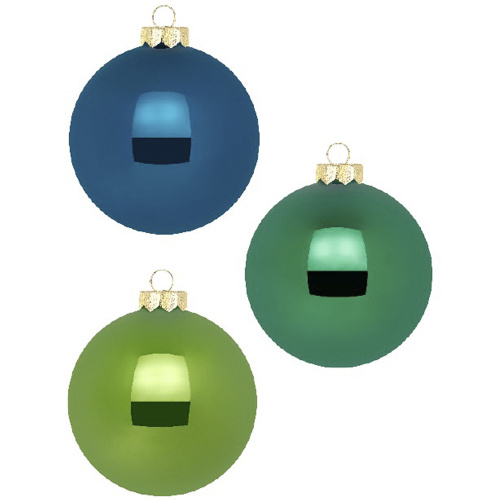 Набор новогодних шаров 10 см зеленый, синий (6 шт)