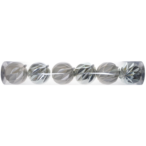 Набор из 6 пластиковых шаров 10 см серебро 1190