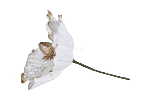 Цветок новогодний "Магнолия" белый с золотом 25x38 см 2705 купить в Минске