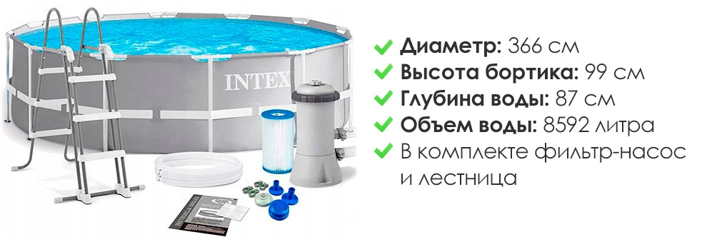 Основные характеристики бассейна Intex 26716