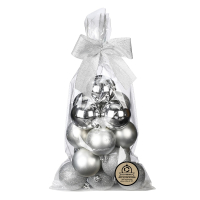 Набор новогодних шаров в подарочном пакете 6 см серебро (16 шт)