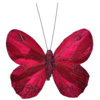 Бабочка на клипсе темно-розовая 11,5 см 1308