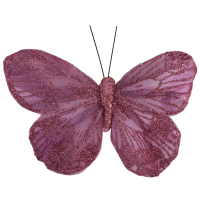 Бабочка на клипсе розовая 11,5 см 1375