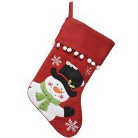 Рождественский носок с помпонами и снеговиком 1x25x40 см 611834-3