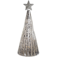 Стеклянная новогодняя елка гофрированная с подсветкой  7,5x18 см 8482