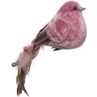 Птичка на клипсе 6x16x6 см розовая 521098-3