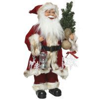 Дед Мороз с елкой и лампой 60 см красный 560118