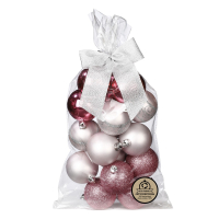 Набор новогодних шаров в подарочном пакете 6 см розовый (16 шт)