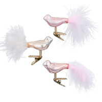 Набор птиц на клипсе 4,5 см розовый