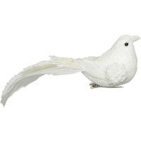 Птичка на клипсе 5x16,5x5,5 см белая 521088-1