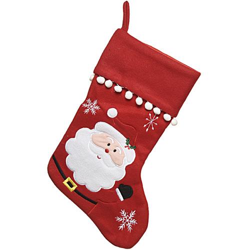 Рождественский носок с помпонами и Санта 1x25x40 см 611834-1