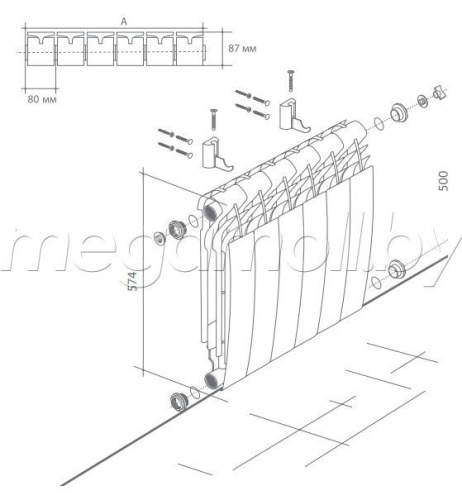 Комплект настенных регулируемых кронштейнов Royal Thermo RT04