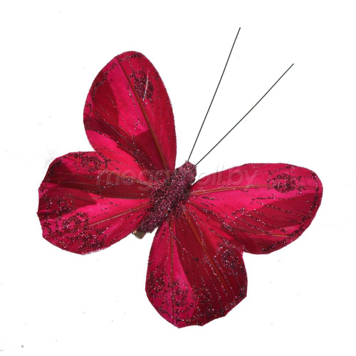 Бабочка на клипсе темно-розовая 11,5 см 1308 купить в Минске