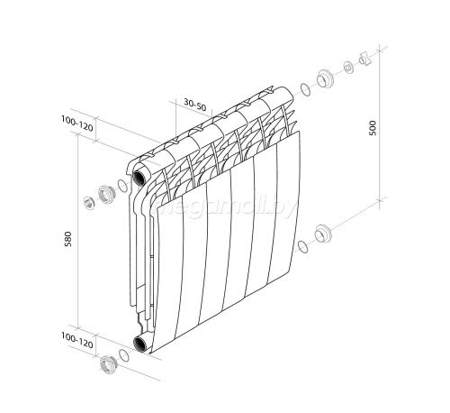 Радиатор алюминиевый Royal Thermo BiLiner Alum 500 (4 секции)