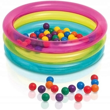 Надувной детский сухой бассейн с мячиками Intex 48674