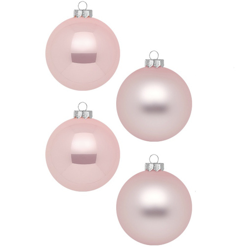 Набор новогодних шаров 8 см розовый (12 шт)