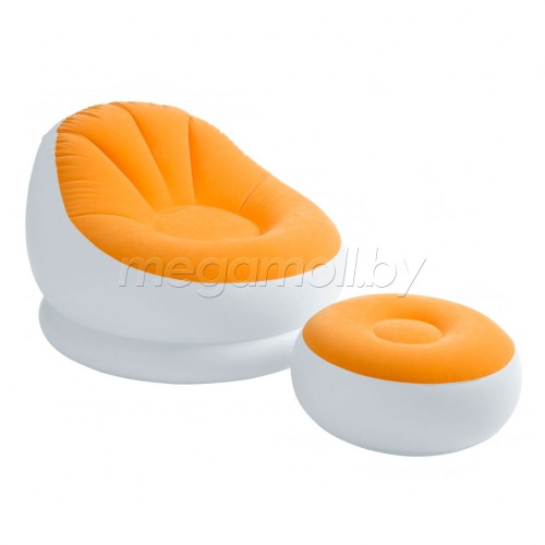 Надувное кресло с пуфиком Cafe Chaise Chair Intex 68572 (оранжевое)  купить в Минске