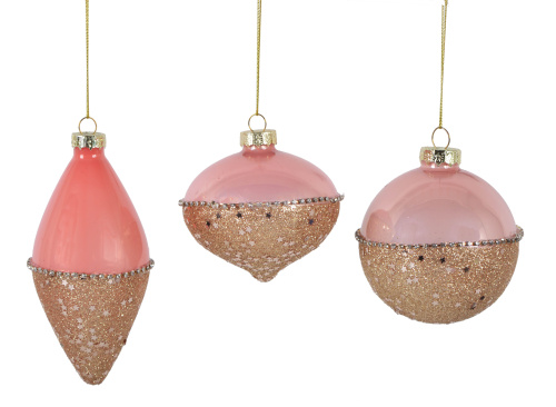 Новогодний шар розовый с декором 8x6,5x12 см 7430-3 купить в Минске