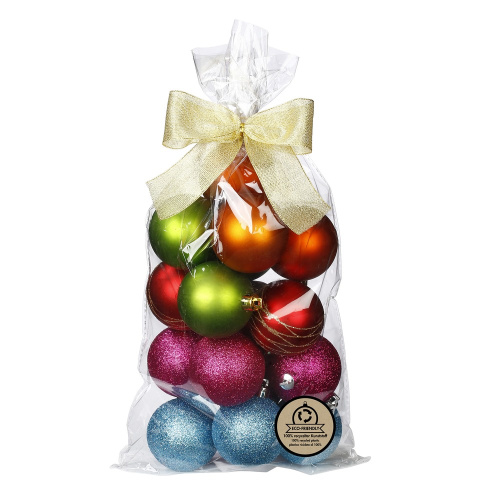 Набор новогодних шаров в подарочном пакете 6 см мульти (16 шт)