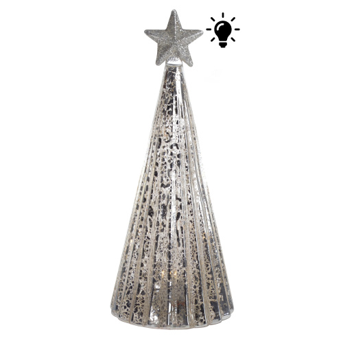 Стеклянная новогодняя елка гофрированная с подсветкой  7,5x18 см 8482 купить в Минске