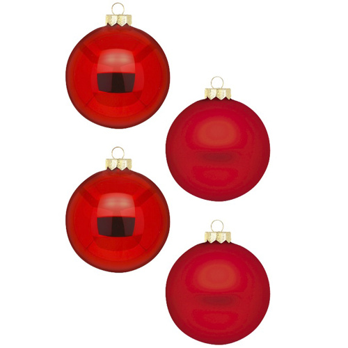 Набор новогодних шаров 8 см красный (12 шт)