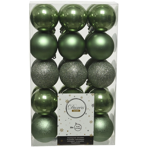 Набор новогодних шаров 6 см серо-зеленые 023294 купить в Минске